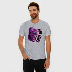 Футболка slim-fit Злая обезьяна - shut up, цвет: меланж — фото 2
