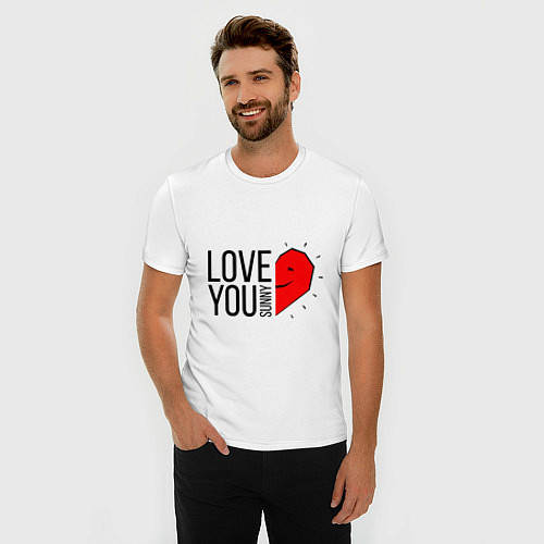 Мужская slim-футболка Love you sunny / Белый – фото 3