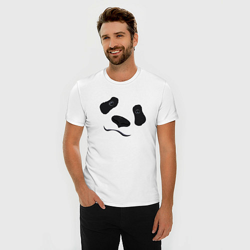 Мужская slim-футболка Взгляд панды / Белый – фото 3