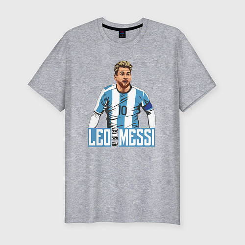 Мужская slim-футболка Messi la pulga / Меланж – фото 1