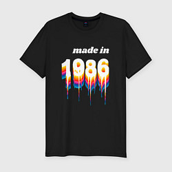 Футболка slim-fit Made in 1986 liquid art, цвет: черный