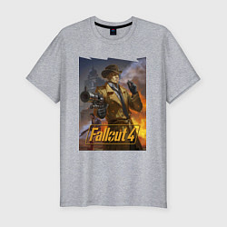 Футболка slim-fit Fallout 4 Nick Valentine - character, цвет: меланж