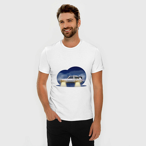 Мужская slim-футболка Lada Niva Delorian / Белый – фото 3