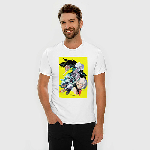 Мужская slim-футболка Киберпанк Арт / Белый – фото 3