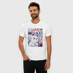 Футболка slim-fit Cat love sucks, цвет: белый — фото 2