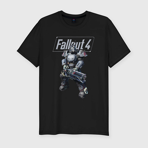 Мужская slim-футболка Fallout 4 - Ultracite Power Armor / Черный – фото 1