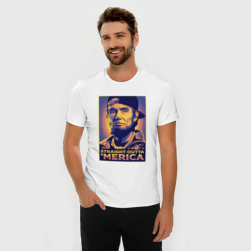 Мужская slim-футболка Lincoln rapper / Белый – фото 3