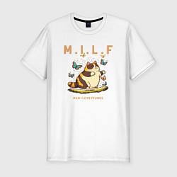 Футболка slim-fit Man I Love Felines, цвет: белый