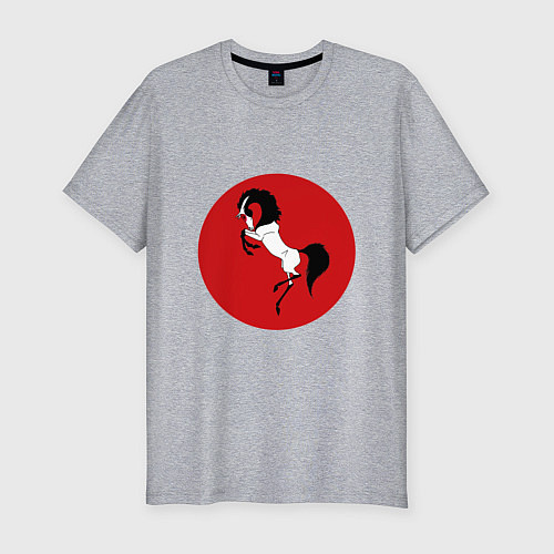 Мужская slim-футболка Японский конь / Меланж – фото 1