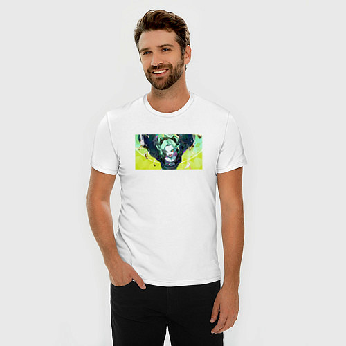 Мужская slim-футболка Ребекка - Киберпанк Бегущие по краю / Белый – фото 3