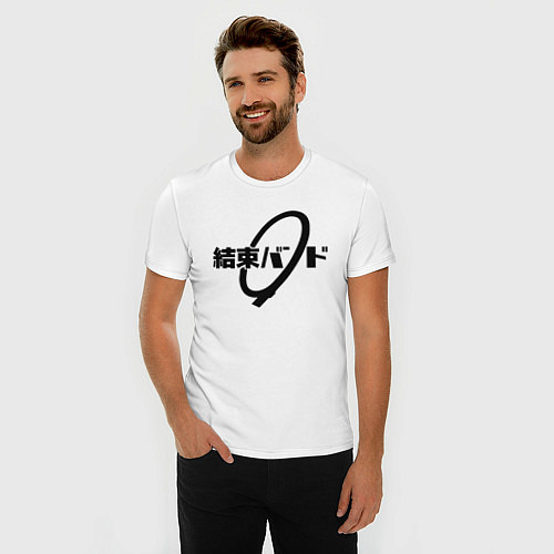 Мужская slim-футболка Группа Жгут черная / Белый – фото 3