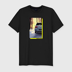 Футболка slim-fit Volkswagen в закат, цвет: черный