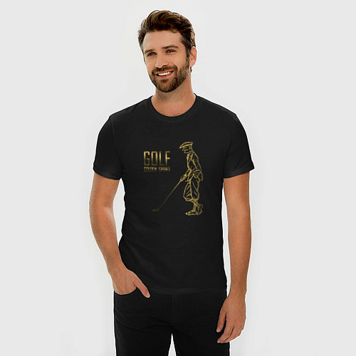 Мужская slim-футболка Golf - golden sport / Черный – фото 3