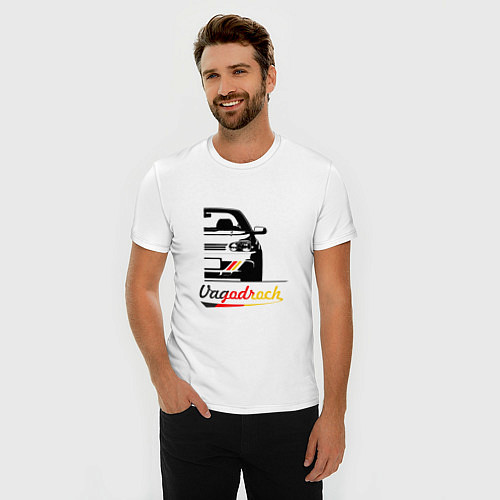 Мужская slim-футболка Half vagodroch / Белый – фото 3