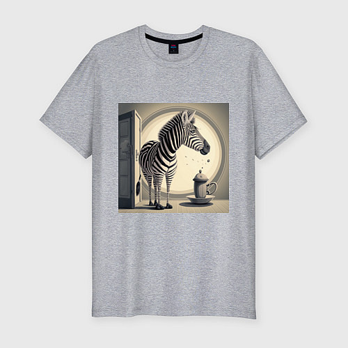 Мужская slim-футболка Забавная зебра / Меланж – фото 1