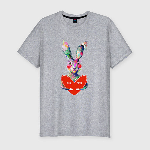 Мужская slim-футболка Влюблённая зая / Меланж – фото 1