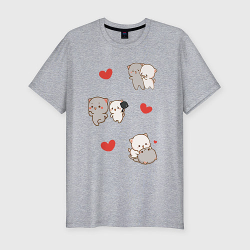 Мужская slim-футболка Стикеры Котиков / Меланж – фото 1