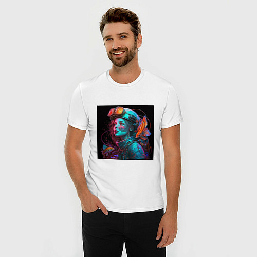 Мужская slim-футболка Девушка с воображением / Белый – фото 3