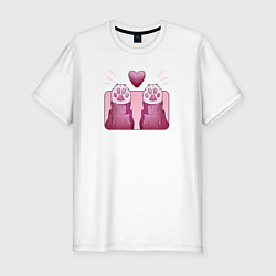Футболка slim-fit Любовь котика лапки, цвет: белый
