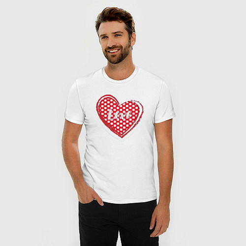 Мужская slim-футболка Мое сердце любимым / Белый – фото 3