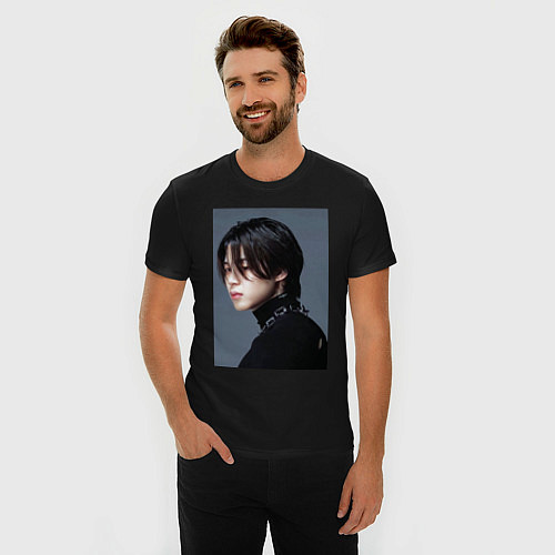 Мужская slim-футболка Dark side Jimin / Черный – фото 3