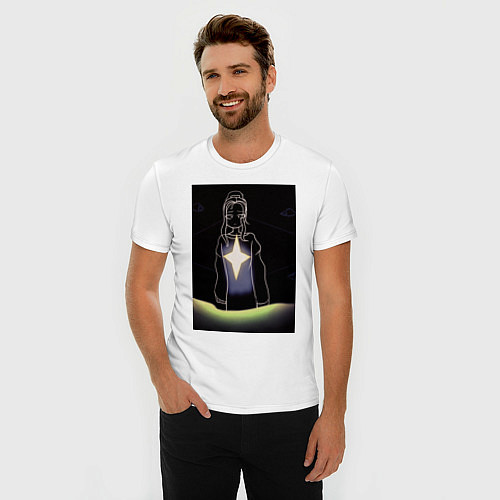 Мужская slim-футболка Что же с ним? / Белый – фото 3