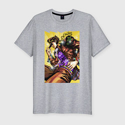 Футболка slim-fit Джотаро Куджо - JoJo Bizarre Adventure, цвет: меланж