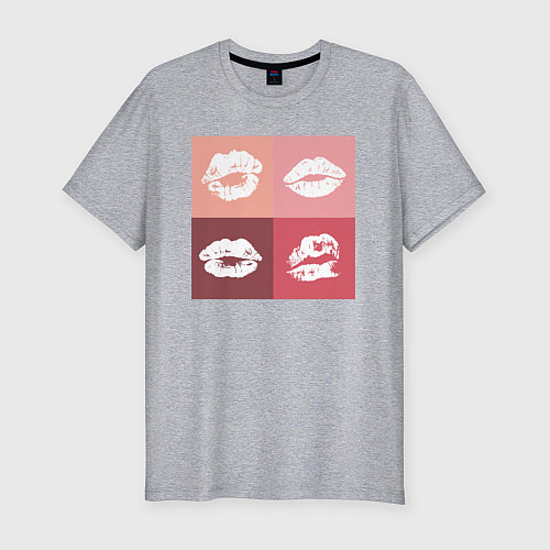 Мужская slim-футболка Kiss pop-art / Меланж – фото 1