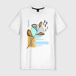 Футболка slim-fit Минималистский абстрактный рисунок, цвет: белый