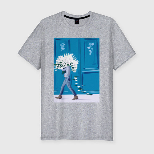 Мужская slim-футболка С букетом цветов / Меланж – фото 1