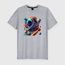 Футболка slim-fit Космонавт в кубизме, цвет: меланж