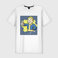 Футболка slim-fit Волт-Бой с пальцем вверх, цвет: белый