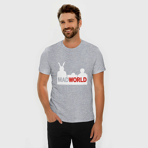 Мужская slim-футболка Mad world / Меланж – фото 3