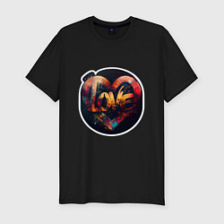 Футболка slim-fit Love на День Святого Валентина, цвет: черный