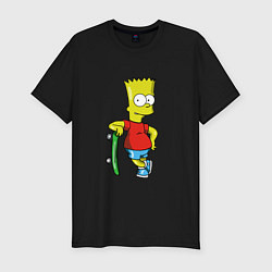 Футболка slim-fit Барт и скейт, цвет: черный