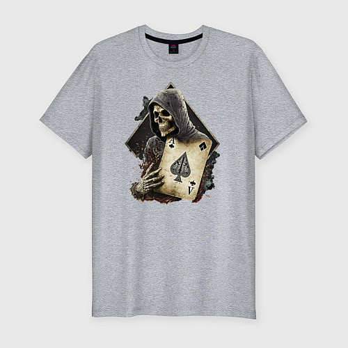 Мужская slim-футболка Скелет с картой / Меланж – фото 1