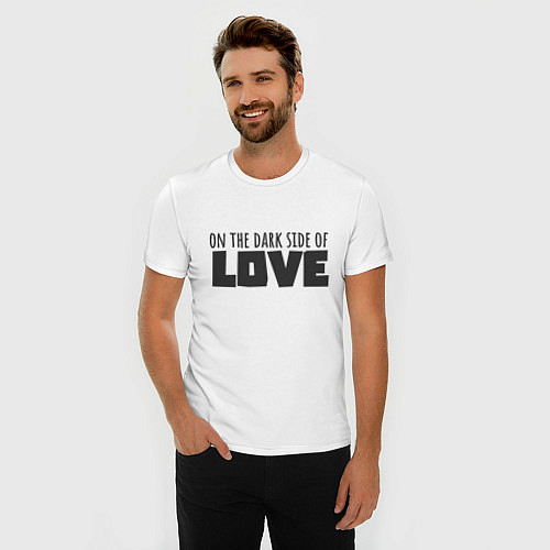 Мужская slim-футболка На темной стороне любви / Белый – фото 3