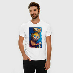Футболка slim-fit Главный кот - нейросеть - art, цвет: белый — фото 2