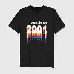 Футболка slim-fit Made in 2001 liquid art, цвет: черный