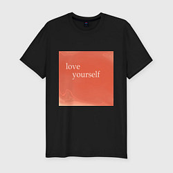 Футболка slim-fit Love yourself, цвет: черный