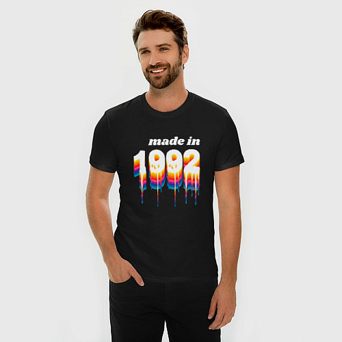 Мужская slim-футболка Made in 1992 liquid art / Черный – фото 3