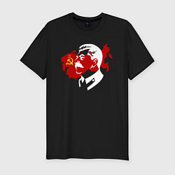 Футболка slim-fit Сталин на фоне СССР, цвет: черный