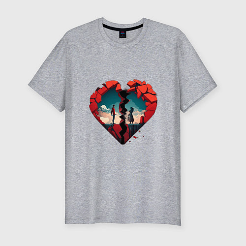 Мужская slim-футболка По разные стороны сердца / Меланж – фото 1