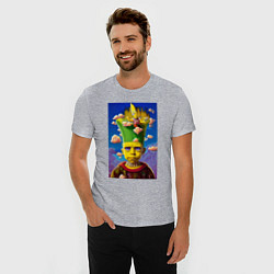 Футболка slim-fit Bart Simpson - neural network - fantasy - art, цвет: меланж — фото 2