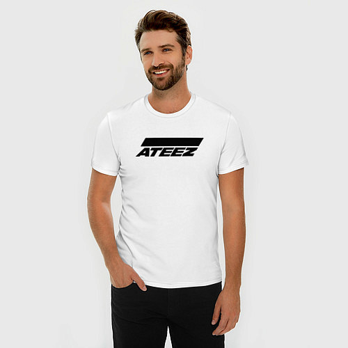 Мужская slim-футболка Ateez big logo / Белый – фото 3