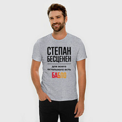 Футболка slim-fit Степан бесценен, для всего остального есть бабло, цвет: меланж — фото 2