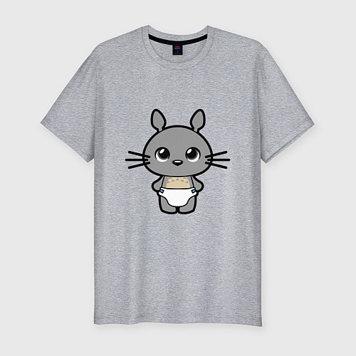 Мужская slim-футболка Baby Totoro / Меланж – фото 1