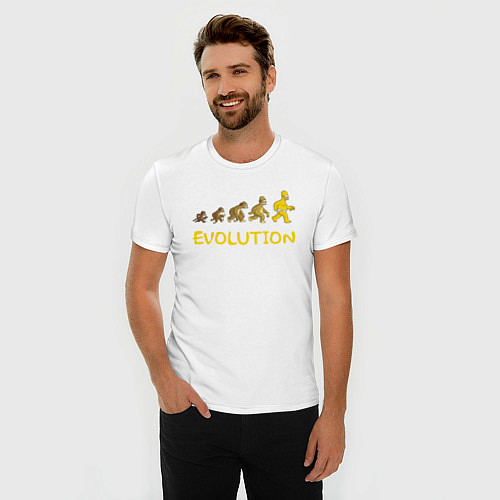 Мужская slim-футболка Эволюция Гомера / Белый – фото 3