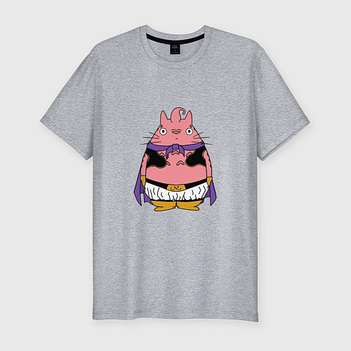 Мужская slim-футболка Totoro Majin Buu / Меланж – фото 1