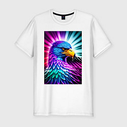 Футболка slim-fit Neon eagle - neural network, цвет: белый